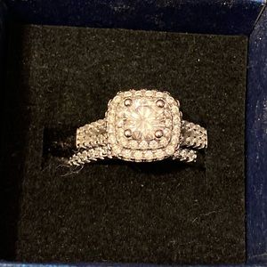 Sterling Silver and Crystal “Engagement” Set, Sz 5